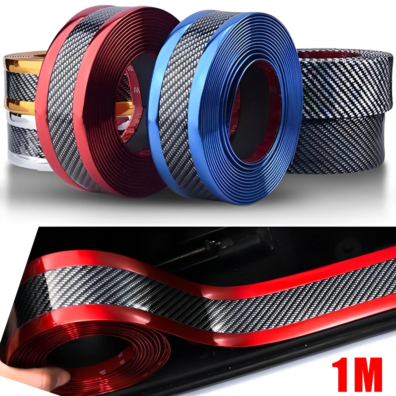 

Car Carbon Fiber Anti Scratch Stickers Door Sill Protector Rubber Strip Car Threshold Protection Bumper Film Sticker Car Styling