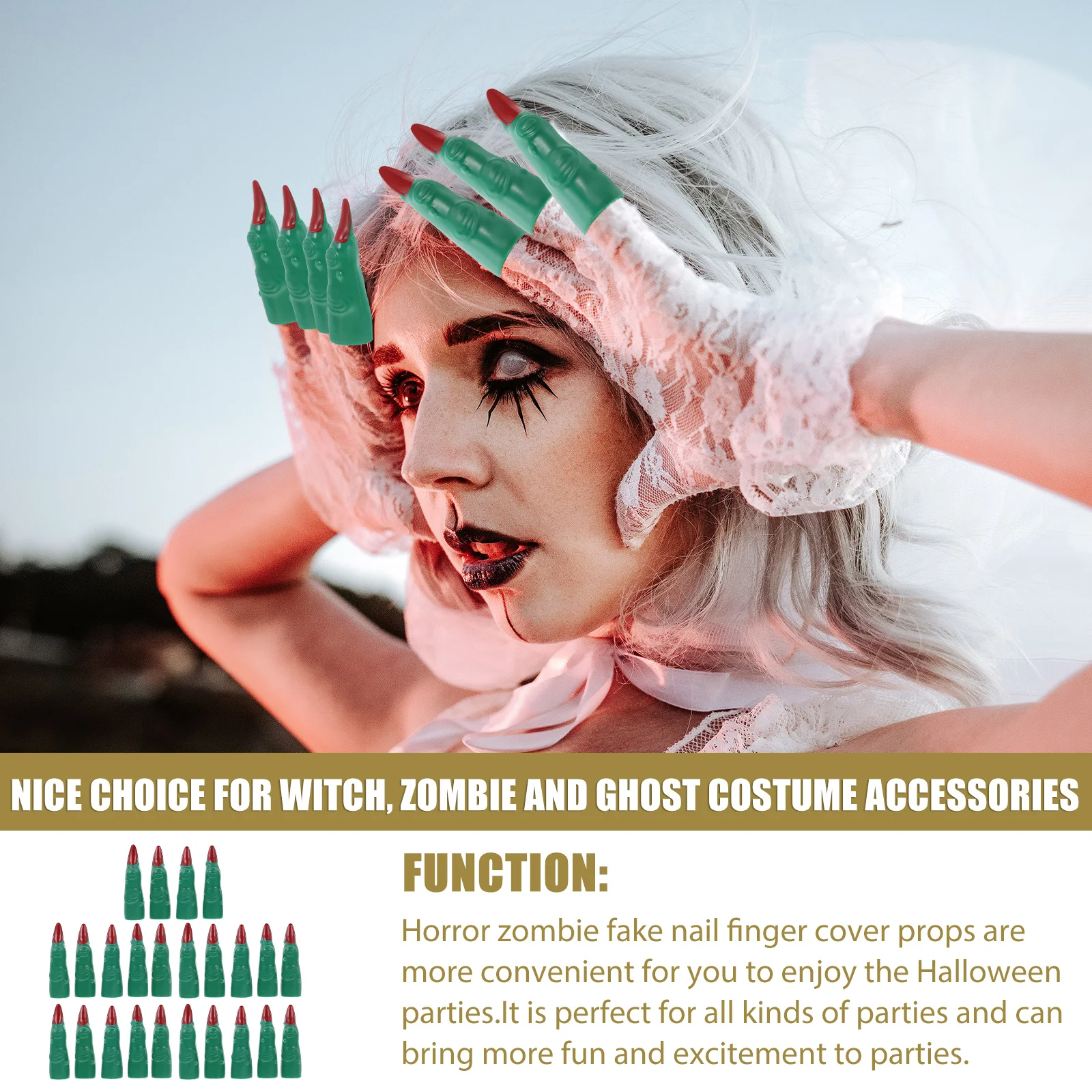 

Набор накладных ногтей, ногти на Хэллоуин, домашний декор в форме рук, накладные пальцы, чехол для косплея, реквизит, обертывания