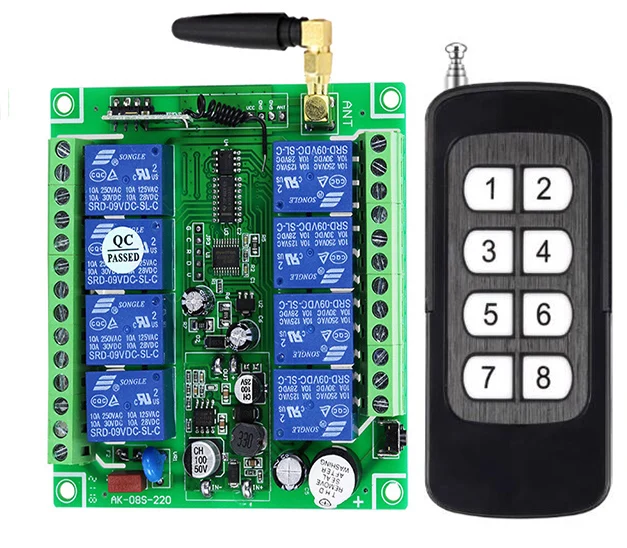 リモコン付きワイヤレスLEDライトスイッチ,RFラジオ送信機,433 MHz受信機,dc12v,24v,36v,48v,8ch,8ch