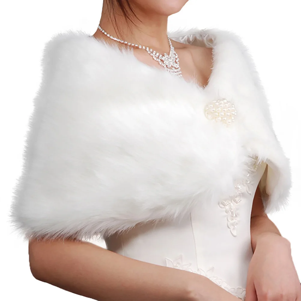 

Winter Bridal Tippet Shawl Warm Acrylic Comfortable Durable Elegant Simple Design Photo Prop Long Scarf Bride Winter Shawl