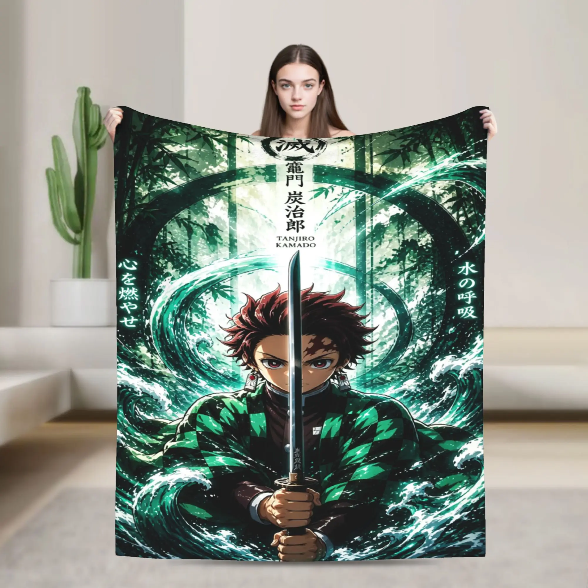 Custom D-Demons Slayers Blanket 3D Printed Soft Flannel Fleece Warm Hot-blooded Anime Throw Blankets for Travel Bed Couch Quilt