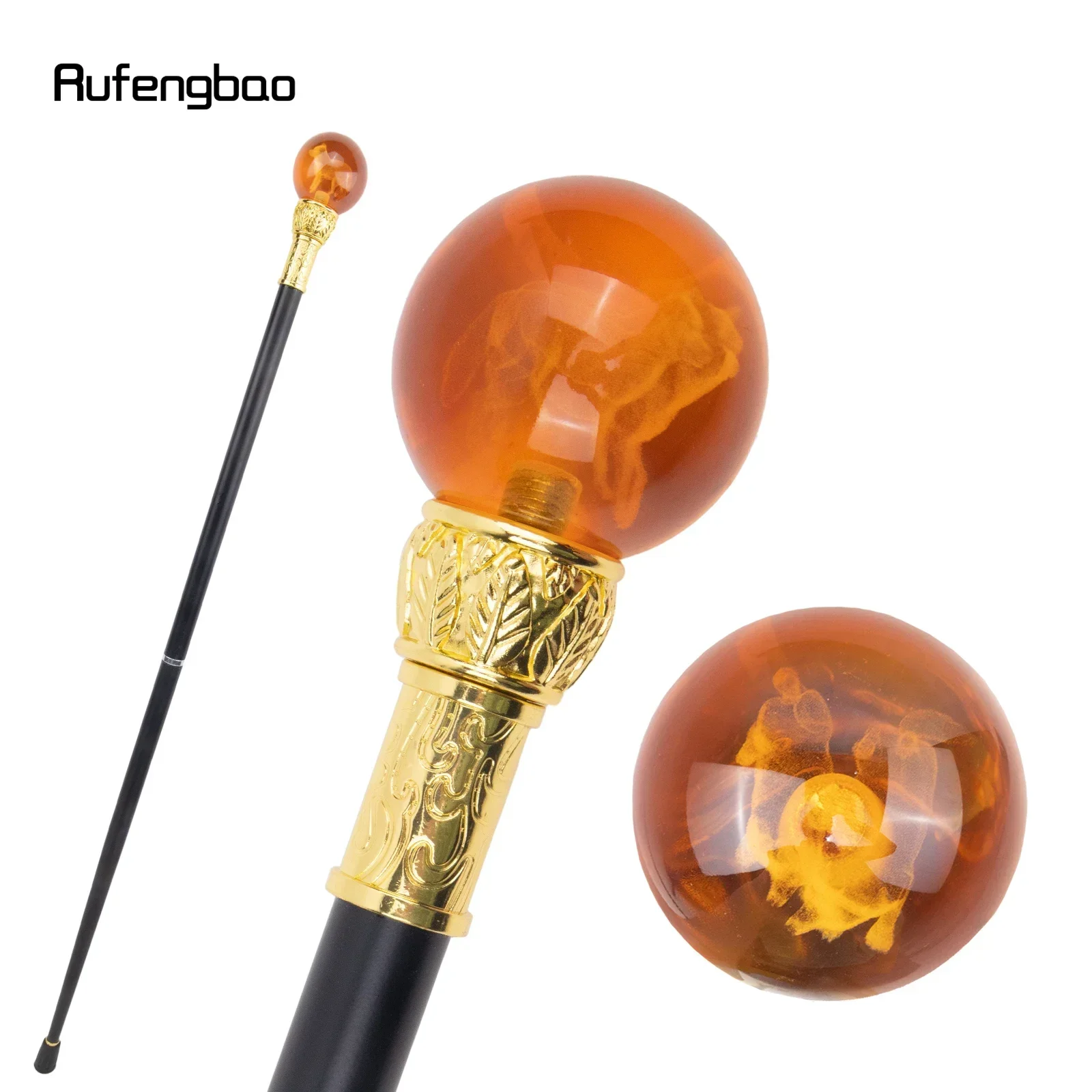 

Коричневый стеклянный волк Золотая трость Модная декоративная палочка для косплея, стимпанка и повседневного использования 93 см