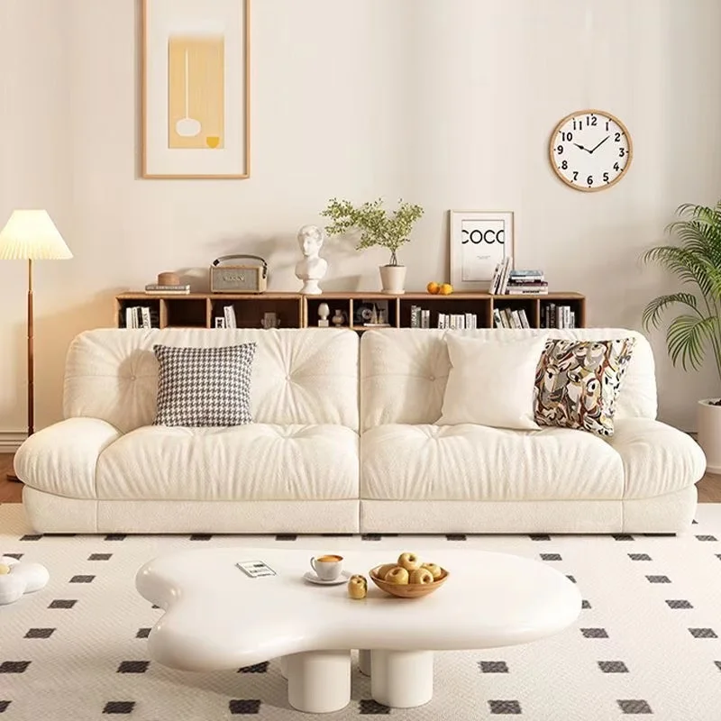 

Cloud fabric sofa living room small apartment simple modern 2024 new cream wind double three Internet celebrity sofa