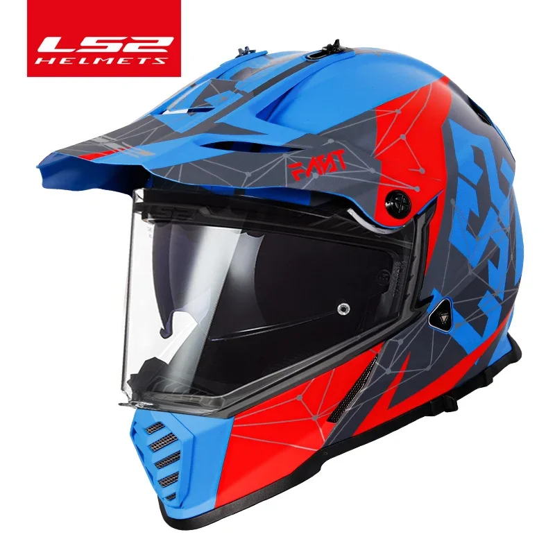 

Ls2 MX436 Motocross Helmets LS2 PIONEER EVO Double Lens Off-road Motorcycle Helmet Capacete Casco Casque Full Face Helmet