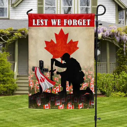 Remembrance Day Canadian Veteran Lest We Forget Flag Garden Flag