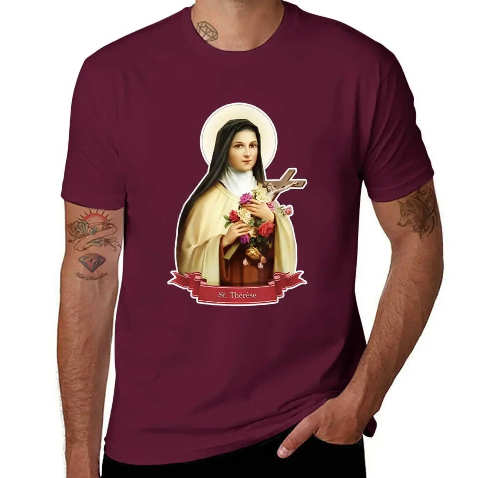 St Therese of Lisieux Kids Little Flower Rose Catholic Saint T-Shirt tees oversized T-shirt men graphic harajuku men clothing