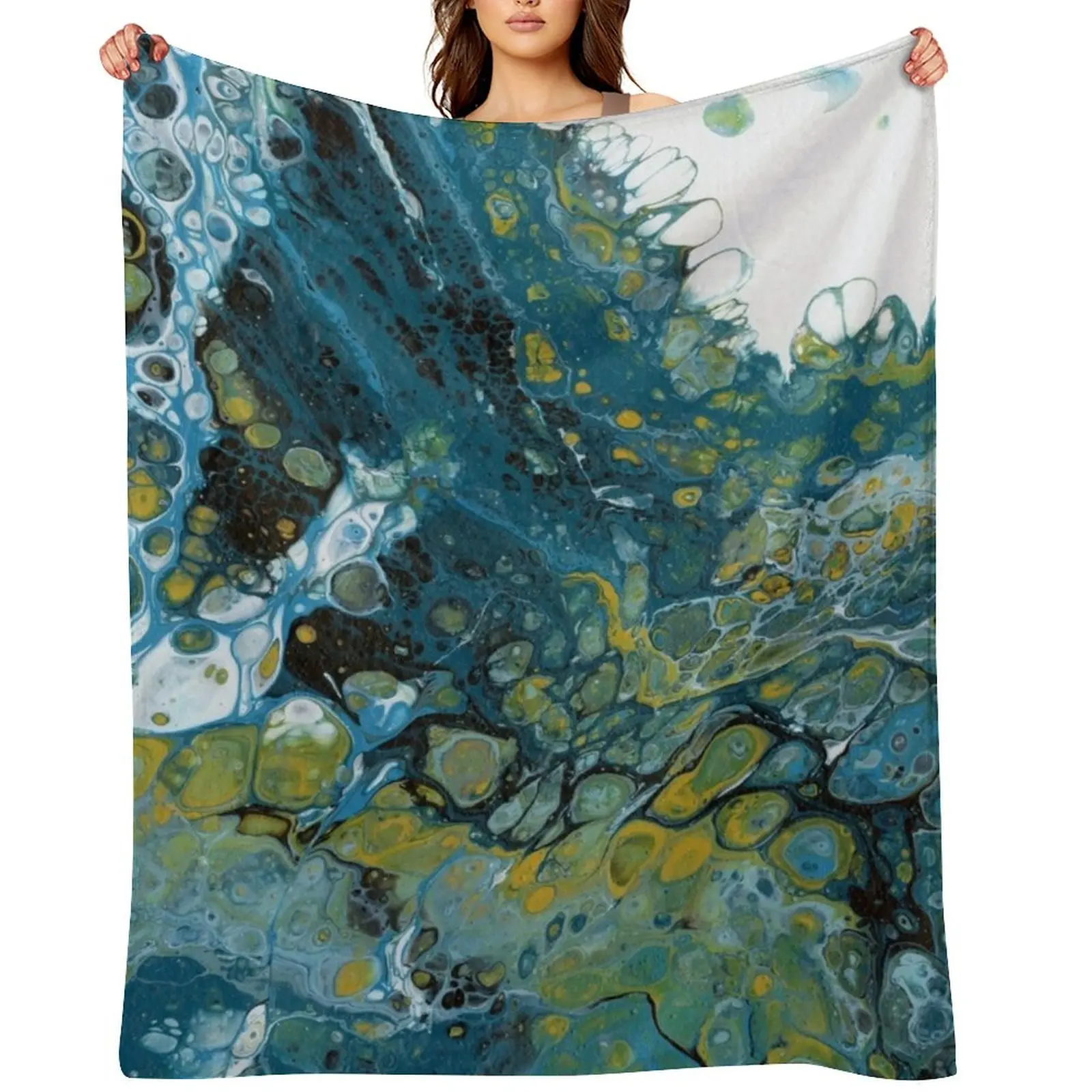 

Teal Wave Throw Blanket decorative Blankets For Baby Furry Soft Beds Blankets