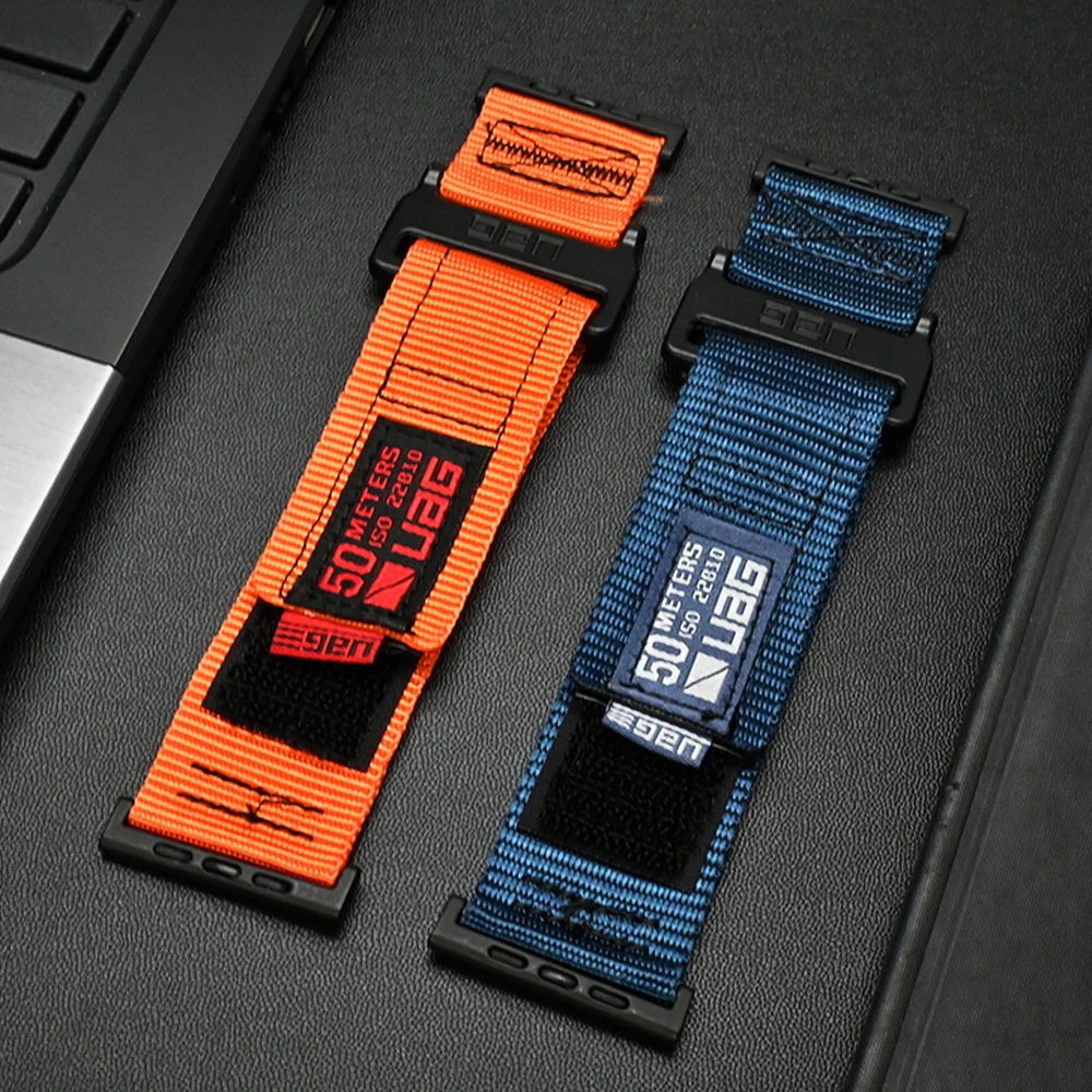 Nylon Loop Strap For Apple Watch Series 9 8 7 45mm 41mm Ultra 2 49mm Men Sport Band For iWatch Series 6 5 4 3 se 44mm 40mm 42mm