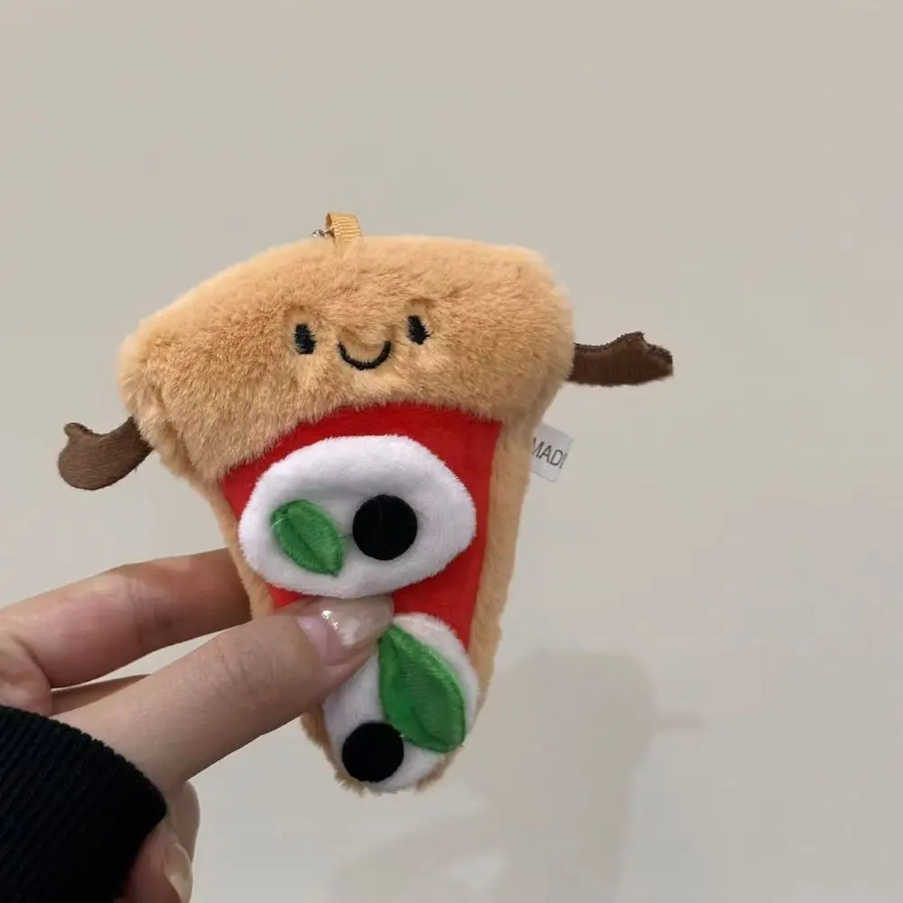 Creative Plush Pizza Bread Pendant Stuffed Doll Cartoon Bag Pendant Hanging Ornament Car Keyring Bag Accessories