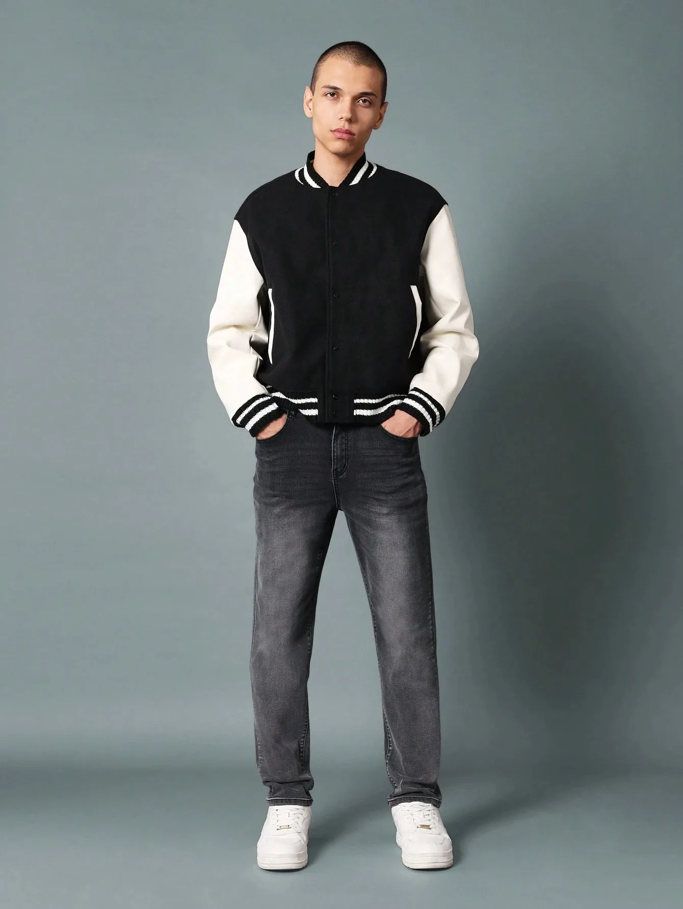 جينز رجالي مغسول بقصة ضيقة على شكل ندفة الثلج، جينز مرن لجميع المواسم بتصميم بسيط، مناسب للارتداء اليومي