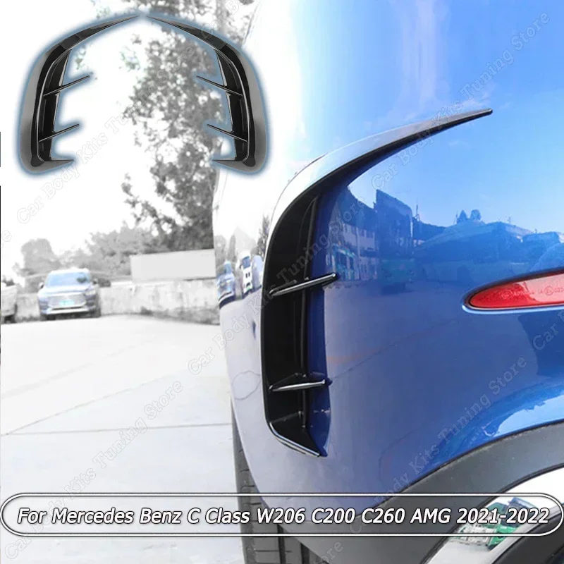 

For Mercedes Benz C Class W206 C200 C260 AMG 2021-2022 Car Rear Bumper Lip Diffuser Body Kits Tuning Gloss Black/Carbon Look ABS