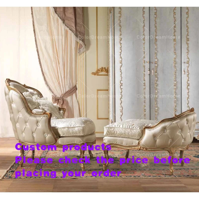 custom.Royal Classic French Elegant Chaise Lounge High Quality Birch Wood Customizable Bedroom Furniture Home