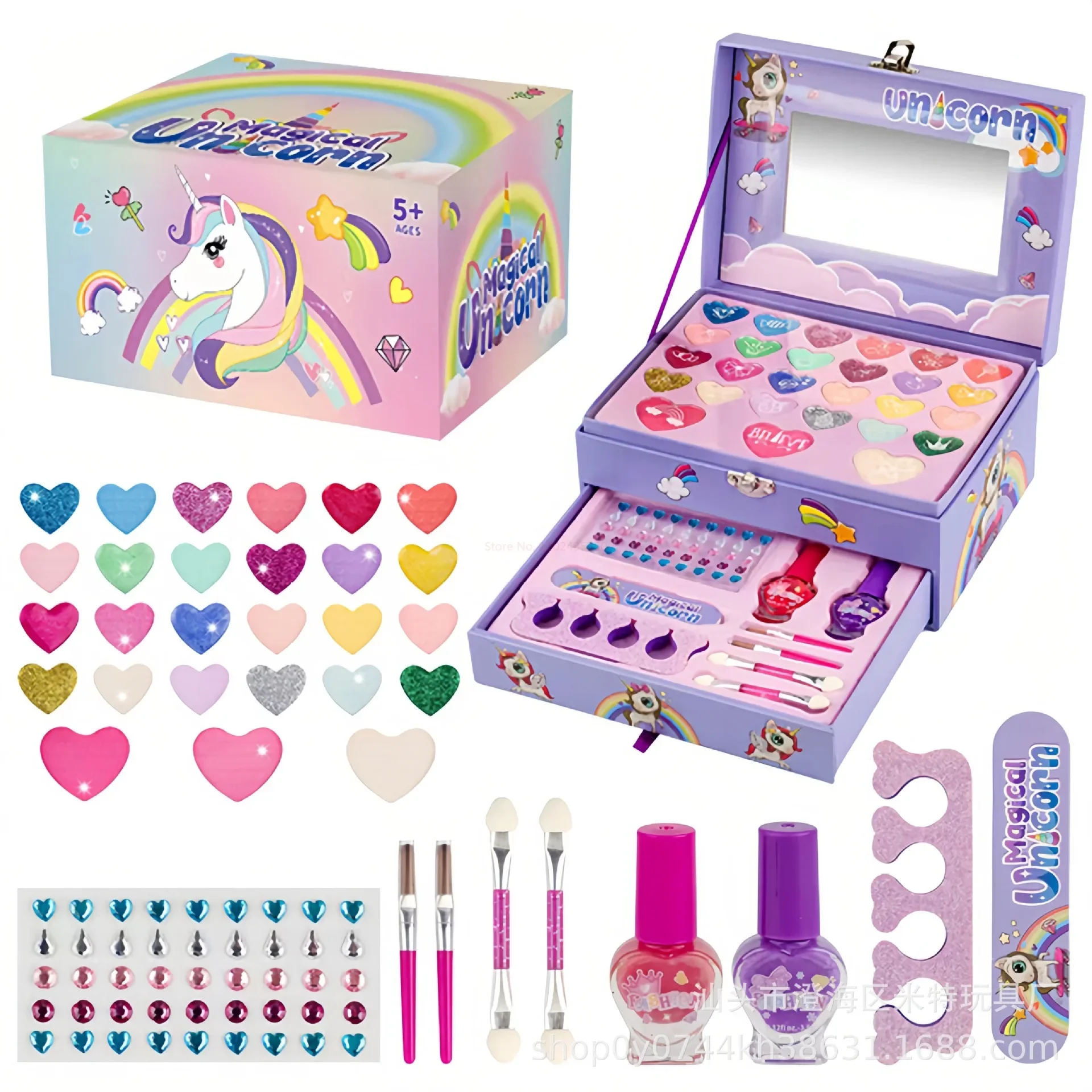 4-18 Year Old Children\'s Cosmetics Toys Princess Portable Makeup Box Toy Set Girls\' Beauty Eye Shadow Washable Holiday Gift