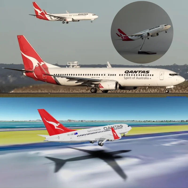 

Air Large Plane B737 Australian Airline Qantas Aircraft 1/85 Scale Resin Airplane Souvenir Model With Base & Light Home Decor