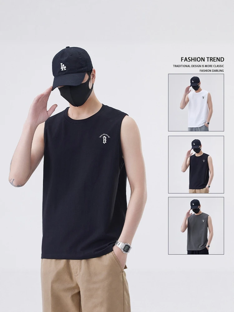 

Kazuki Kuraii Men's Cotton Vest Summer 2025 New Sle Svel Fitn Outerwear Breathable Moisture-ng round Ne