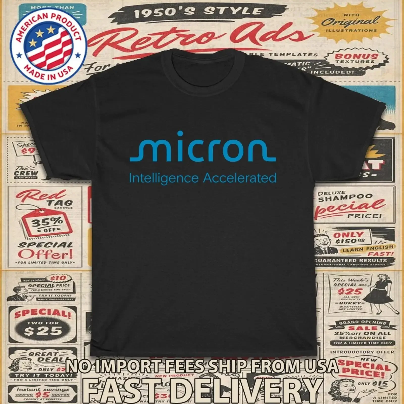 New T Shirt Micron Technology Logo Men's American vintage Washed fashion Versatile Breathable Stylish Unisex streetwear