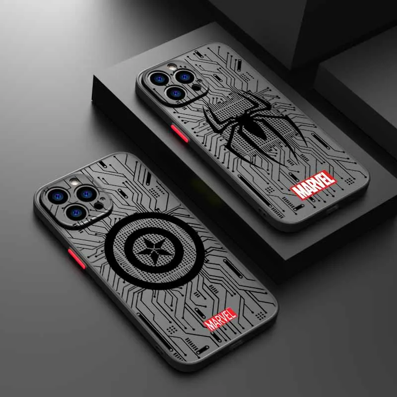 Marvel heróis logotipo capa para iphone 17 16e 16 15 14 13 12 mini pro max plus fosco translúcido funda silicone macio caso de telefone