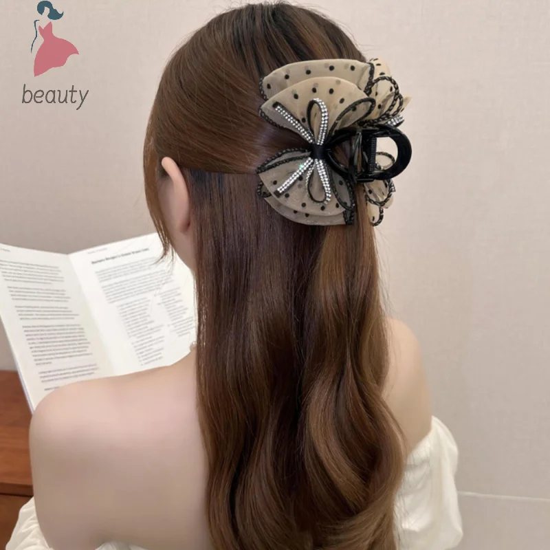 Fabric Bow Grab Hair Clips Women's New Korean Style Hairpin Fashion Shark Cawl Clips Girls Hair Accessories