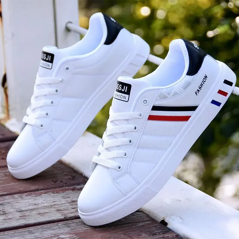 Trendy Korean Style Men's White Versatile Casual Shoes Comfortable Eva Sole Rubber Upper Summer Flat Shoes For Students