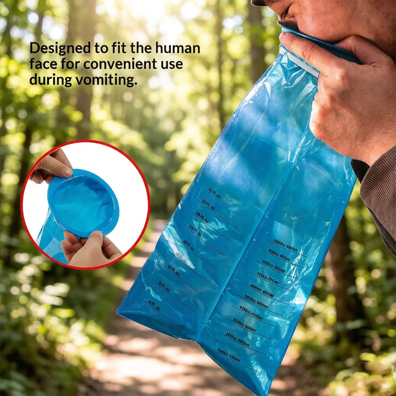 2026 NEW 1000ML 25Pcs Portable Disposable Vomit Bag Eco-Friendly Travel Car Airplane Motion Sickness Nausea Plastic Bag