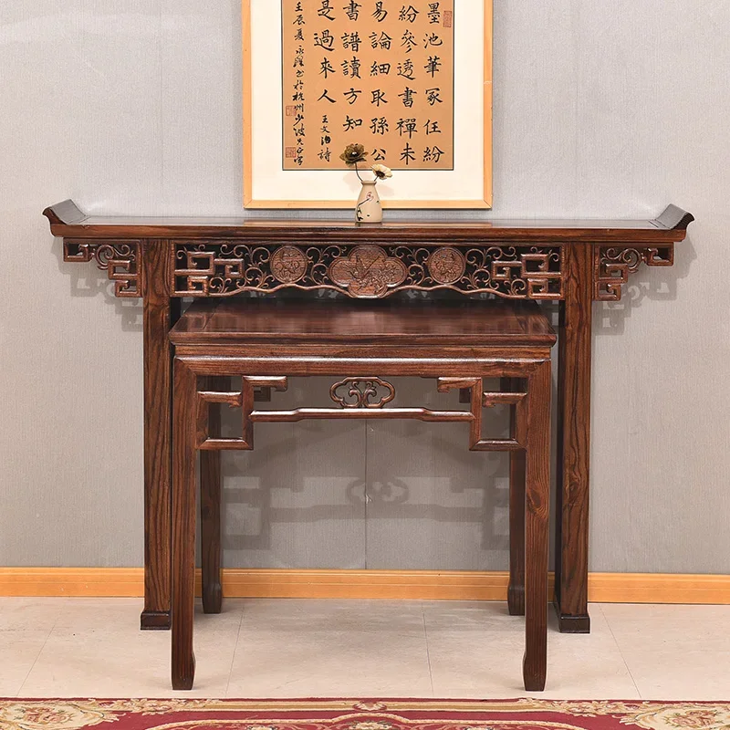 Rural Hall Offering Table Combination Bar Table Buddha Table Solid Wood Offering Table Elm Wood Antique