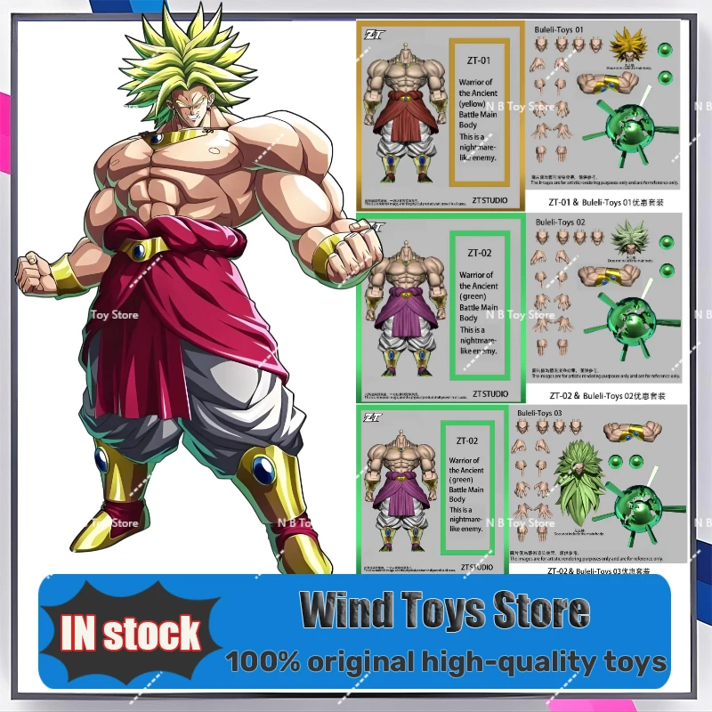 Novo produto, pré-encomenda ZT Studio Ancient Warrior Broly Dragon Ball Z 1/12, boneco de ação de cabelo longo verde e amarelo