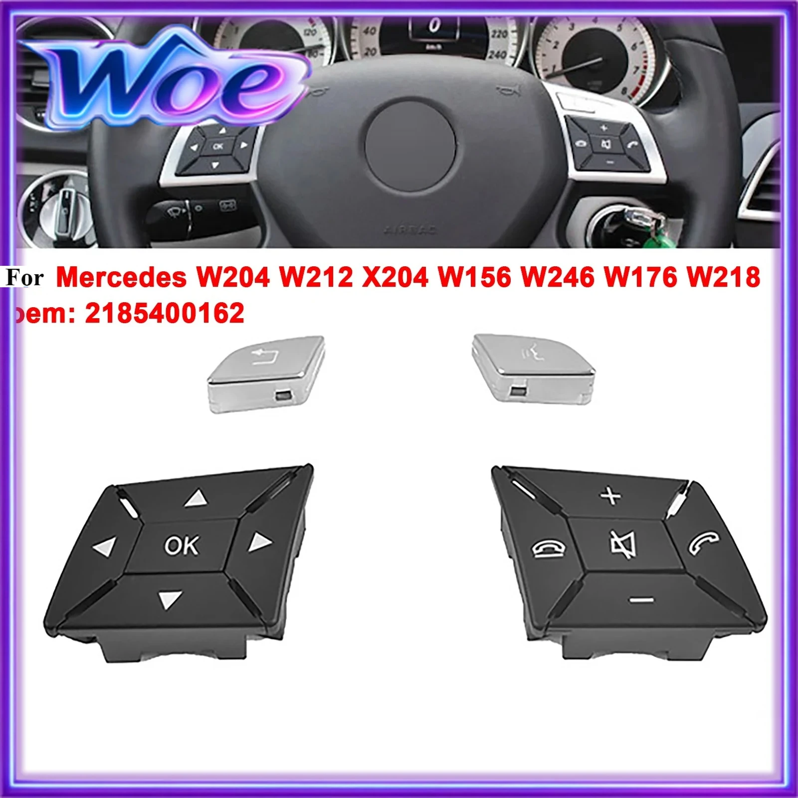 Car Steering Wheel Switch Button Cover Keys Caps for Mercedes W204 W212 X204 W156 W246 W176 W218 2185400162