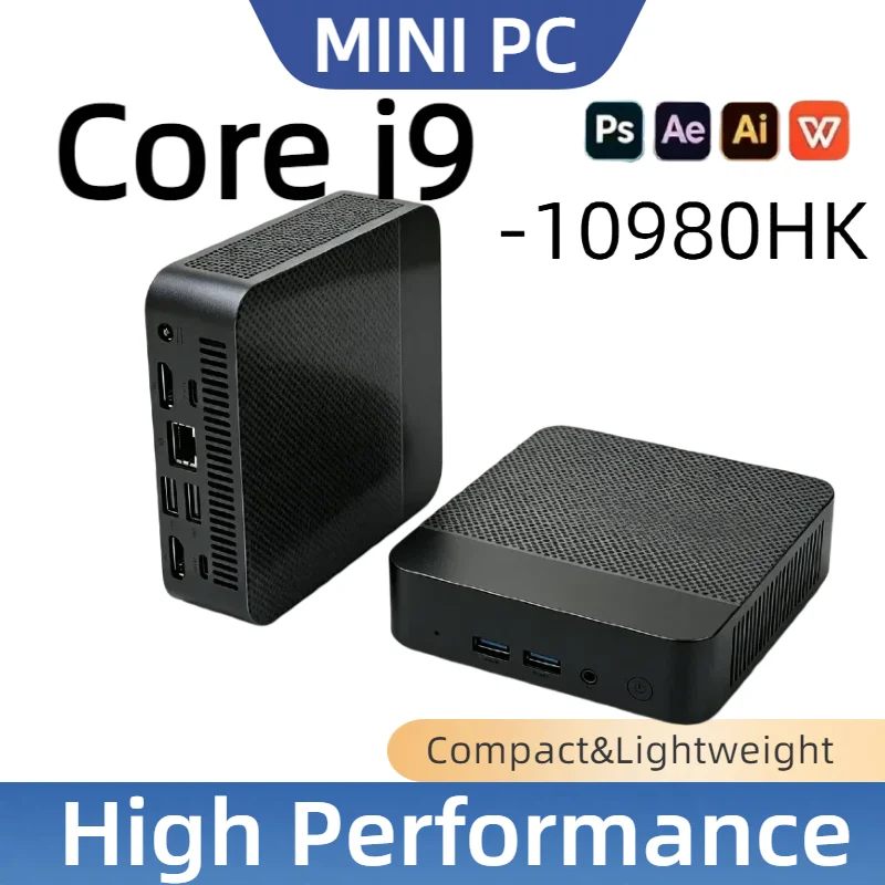 2026 New Mini PC Intel Core I9 10980HK Gaming RAM 16GB M.2 SSD 1TB Portable Computer BT5.2 WiFi6 Office Gamer PC
