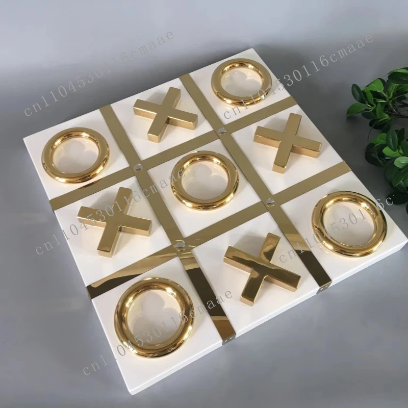 Home Accessories Modern Marble Black White International Tic Tac Toe Chess Game Set Interior Chessboard