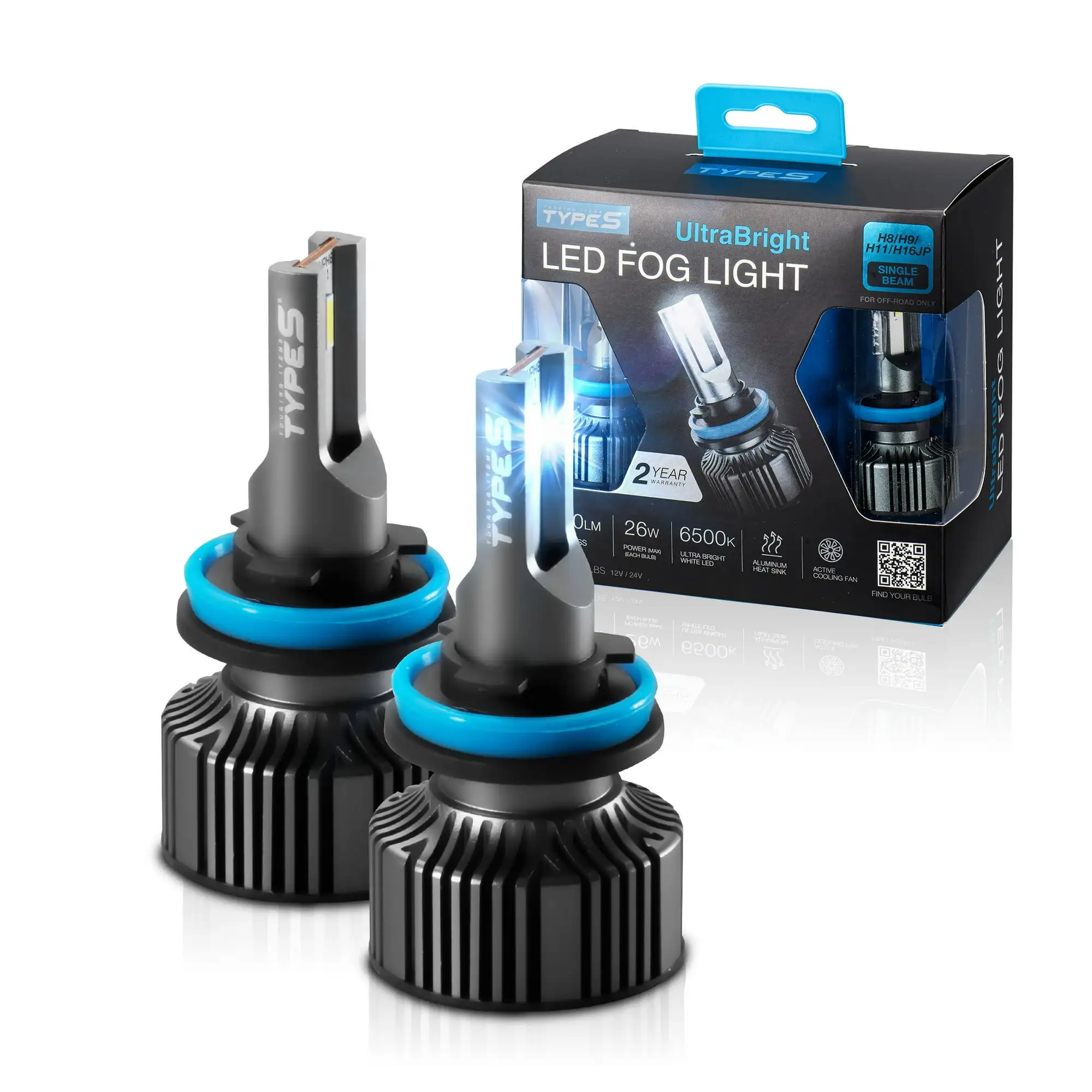 

H8/H9/H11/H16JP UltraBright LED Fog Light - 1800LM Each, 6500K, 26W, Powersports, 2 Pack
