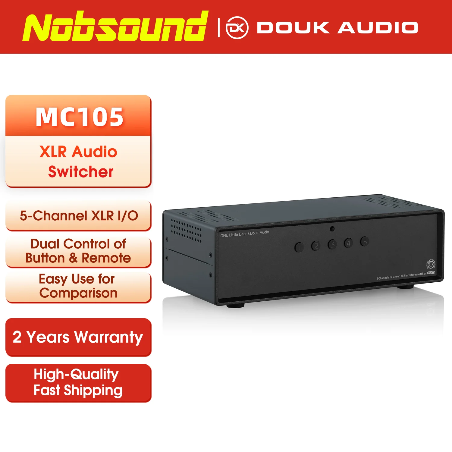 

Nobsound MC105 ручной 5-полосный сбалансированный аудиопереключатель XLR Box 1(5)-IN-5(1)-OUT усилитель сигнала переключатель сплиттер