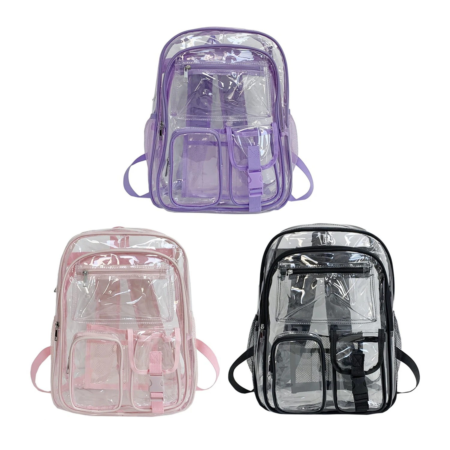 

Clear Backpack For School Heavy Duty PVC Transparent Bag See Through Bookbag For Girls Waterproof Backpack For School Work