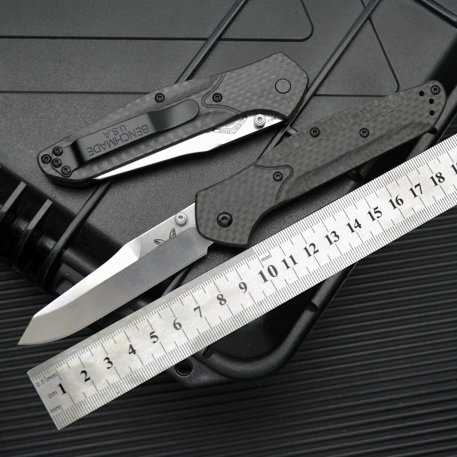 BM940-1 High Hardness Tactical Folding Knife Carbon Fiber Handle Stone Wash Surface Outdoor  EDC Knives Bench Knife Made