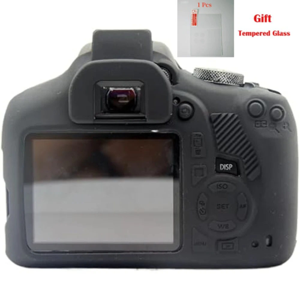 

Camera silicone cover, micro-single soft pack, protective cover ，For Canon EOS 1300D/1500D/ Rebel/T7/ T6 + free tempered film