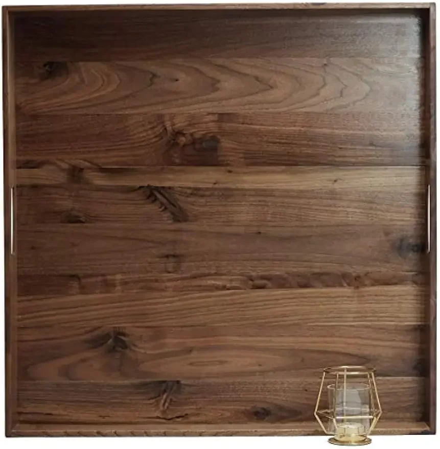 

Бестселлер: Поднос-органайзер из черного ореха, 24x24 дюйма, очень большой, квадратный, с ручками, для подачи чая, кофе или завтрака в постели