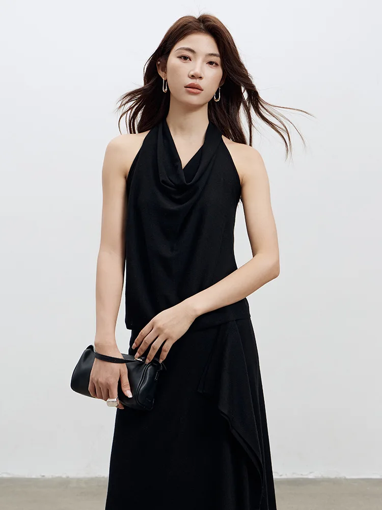 Winsleter-28.8% ขนสัตว์ 3%ผ้าไหมเสื้อกั๊กหรูหรา,ผู้หญิงเชือกแขวนคอ,แฟชั่นเดินทางเสื้อถักเปิดหลัง,ฤดูใบไม้ร่วง 2025 T58636CC