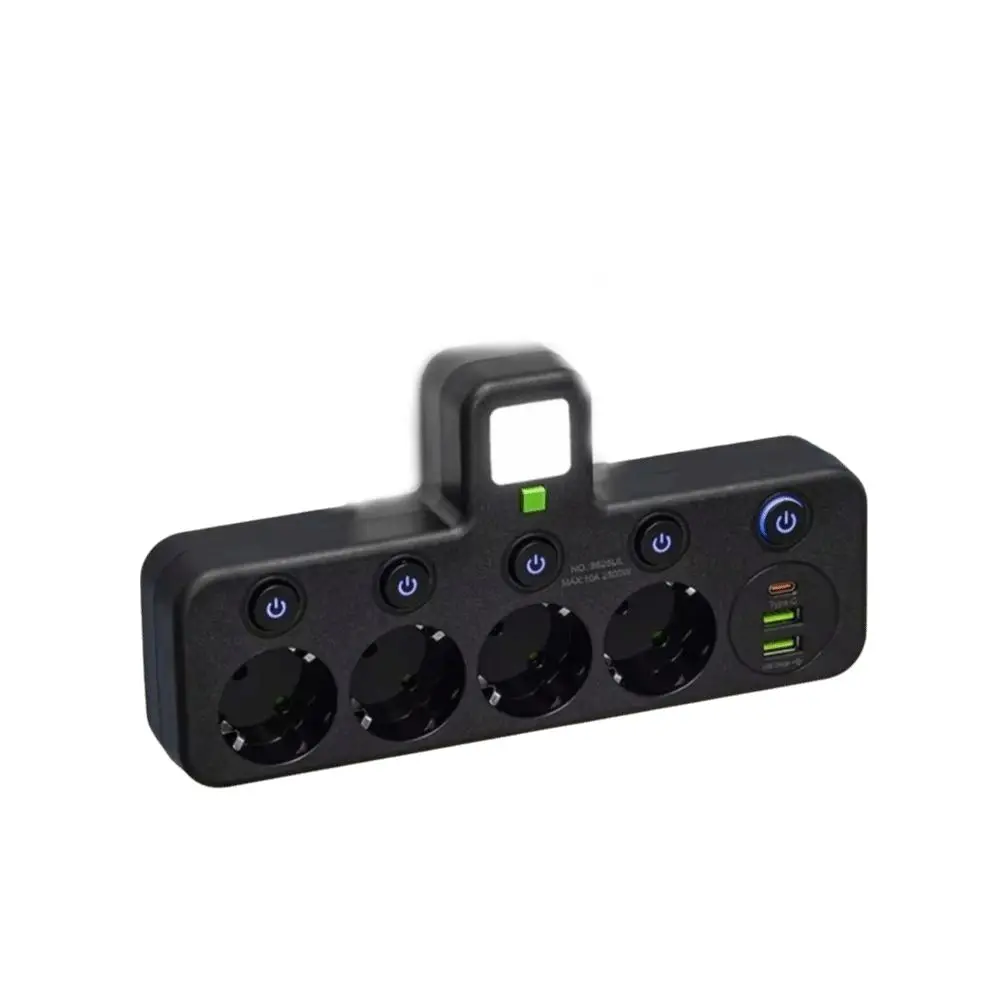 Durable 2/ 3 / 4/ 5 Plugs EU Plug Outlet Wall Mounted Type-C Ports Wall Power Universal Outlet Electrical Home Offices