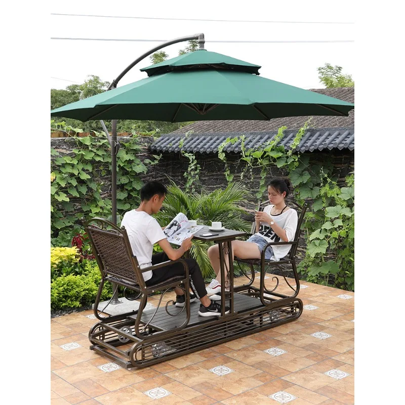 Outdoor Swing Thousand Four-person Rocking Chair Rattan Chair Outdoor Balcony Hanging Chair Double Rocking Chair