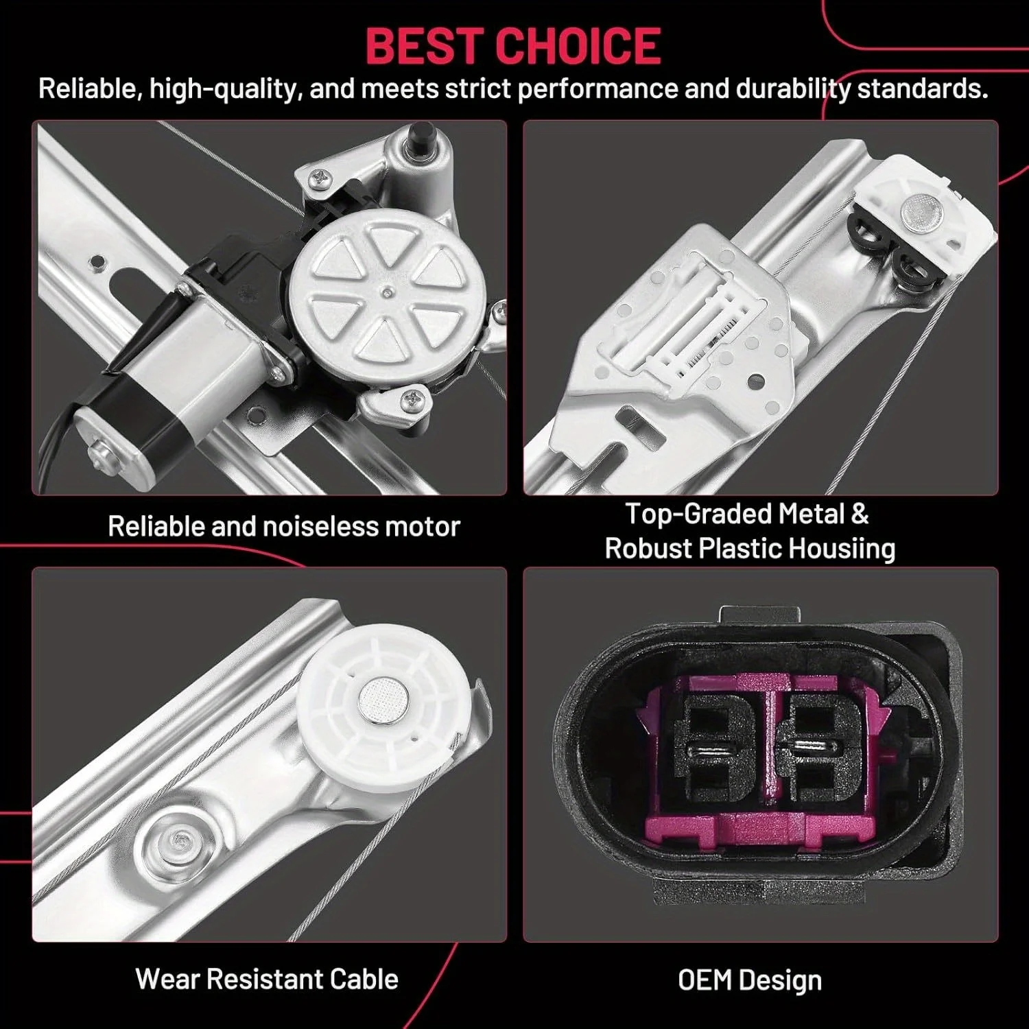 741-480 منظم نوافذ الطاقة مع محرك (خلفي يسار) لسيارات BMW 323i/325i/328i/330i 1999-2005
