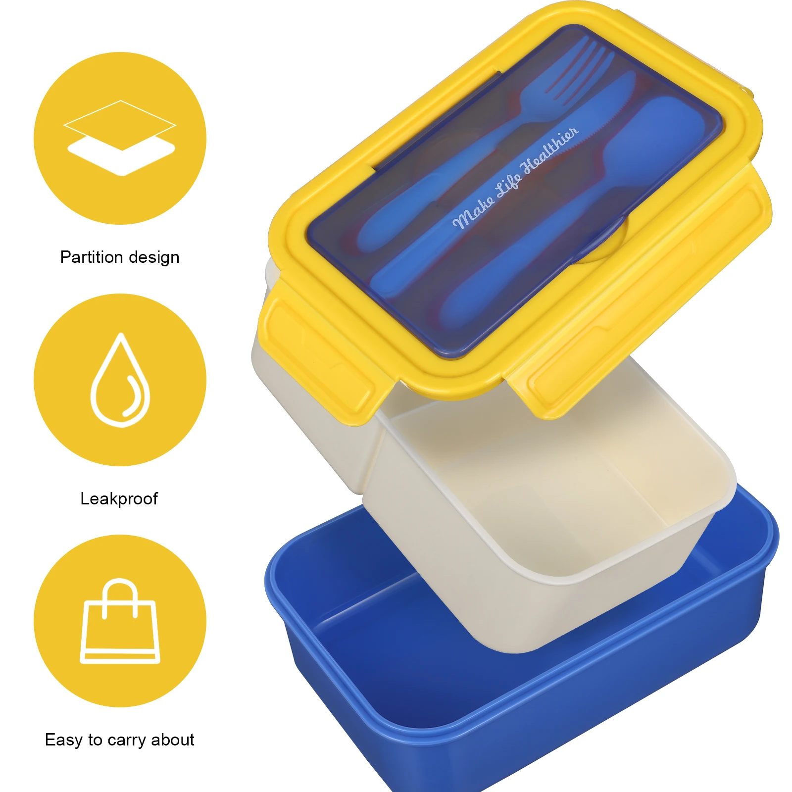 

1pcs Lunch Container Compartments Leakproof Silicone Seal Microwave Freezer Safe Snack Containers School Office Picnic