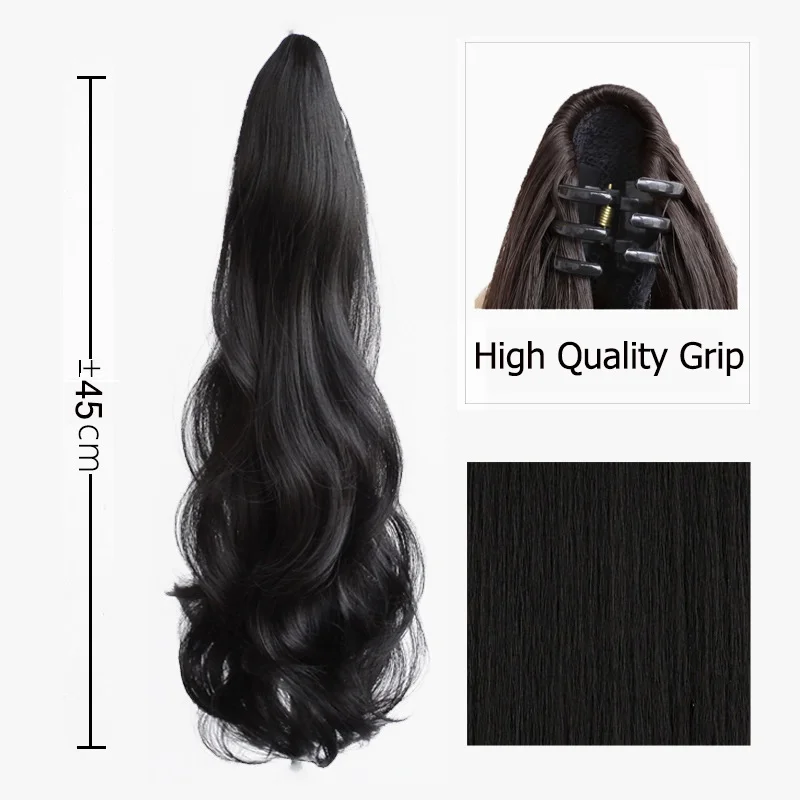 Peluca larga y rizada de cabello sintético Natural para mujer, extensiones de cabello de cola de caballo con Clip de garra, peluca de moda