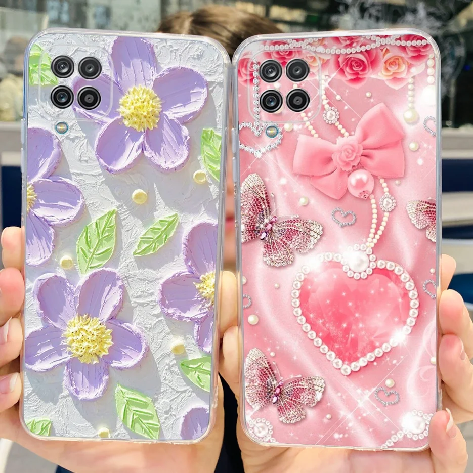 For Samsung Galaxy A12 Case F12 M12 Fashion Painted Cover Clear Silicone Phone Cases For Samsung A12 M 12 Galaxy M12 Soft Fundas