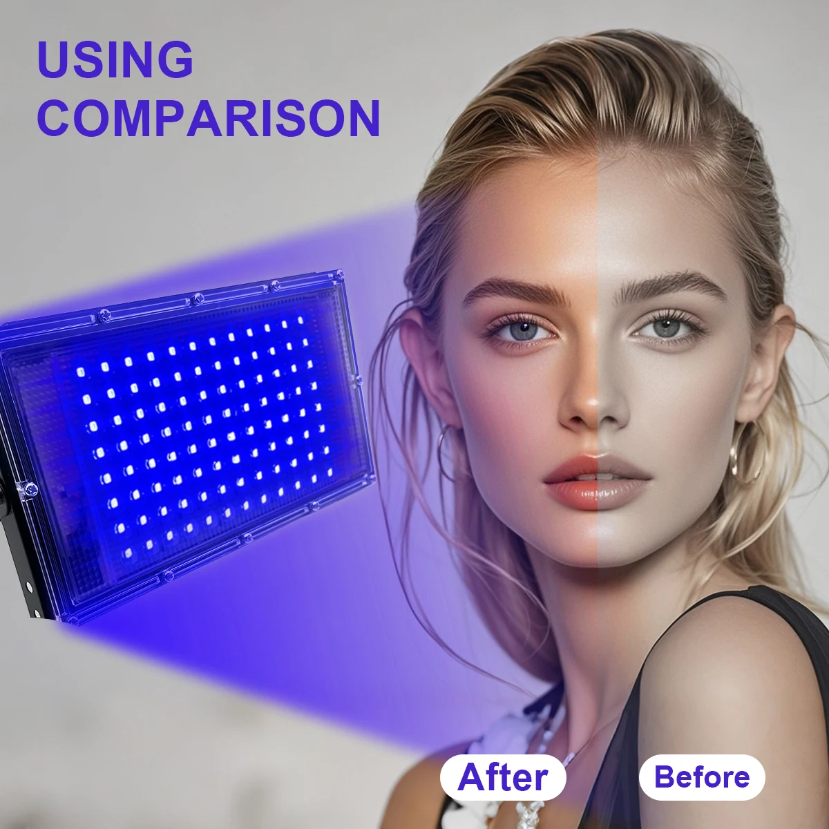 Lâmpada de bronzeamento ultravioleta, lâmpada de espreguiçadeira USB, usada para bronzear o corpo, 96 lâmpadas, 460 comprimento de onda, produto para cuidados com a pele