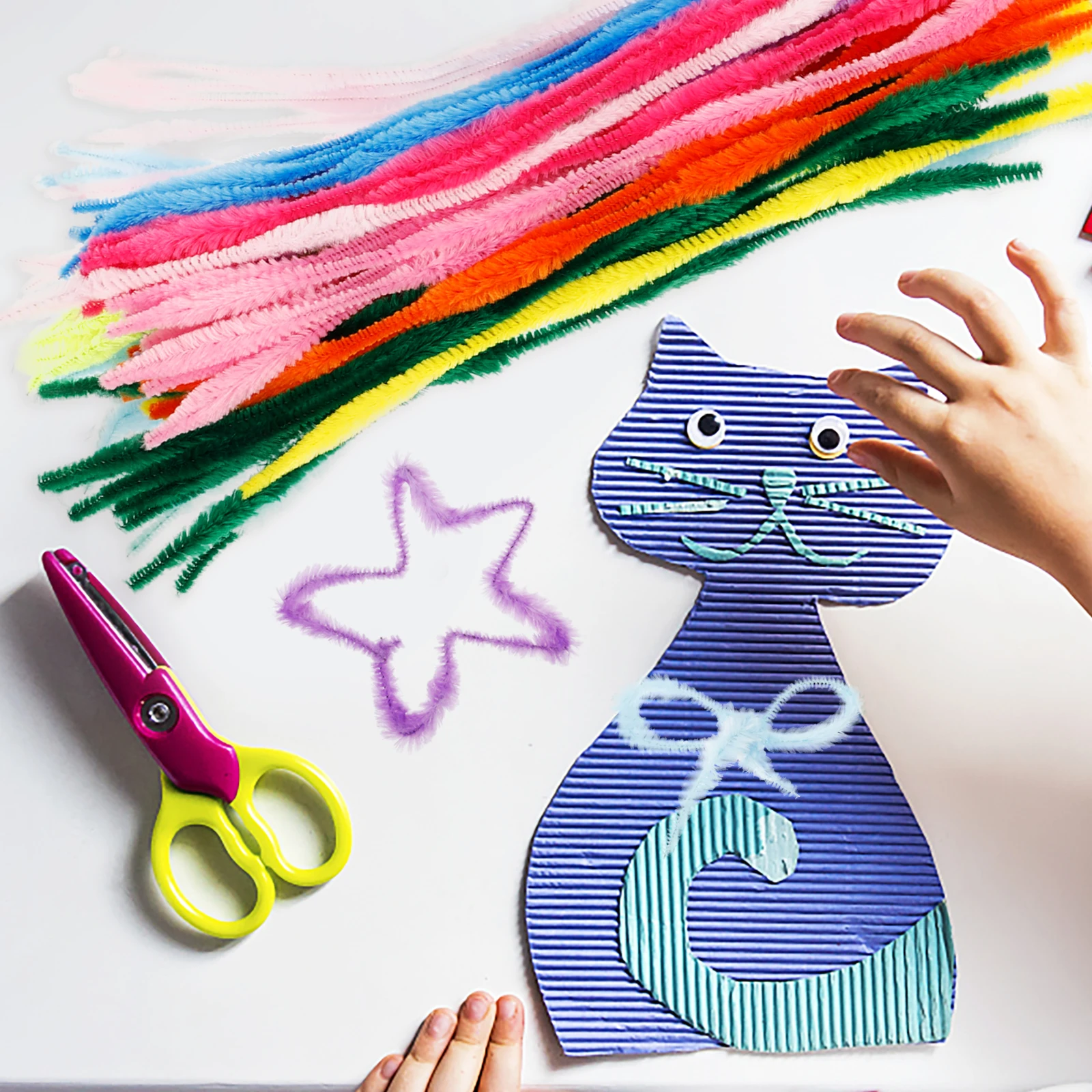 

100pcs Chenille Twisting Sticks Fuzzy Crafts Supplies Thick Pipe Cleaners Colorful Colored Pipe Cleaners For Crafts DIY Material
