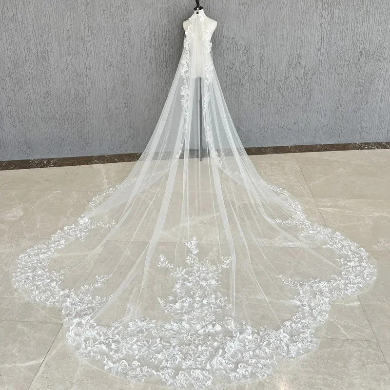 Customized New Bride's Wedding Main Veil Super Fairy Forest Hotel Long Trailing Lace