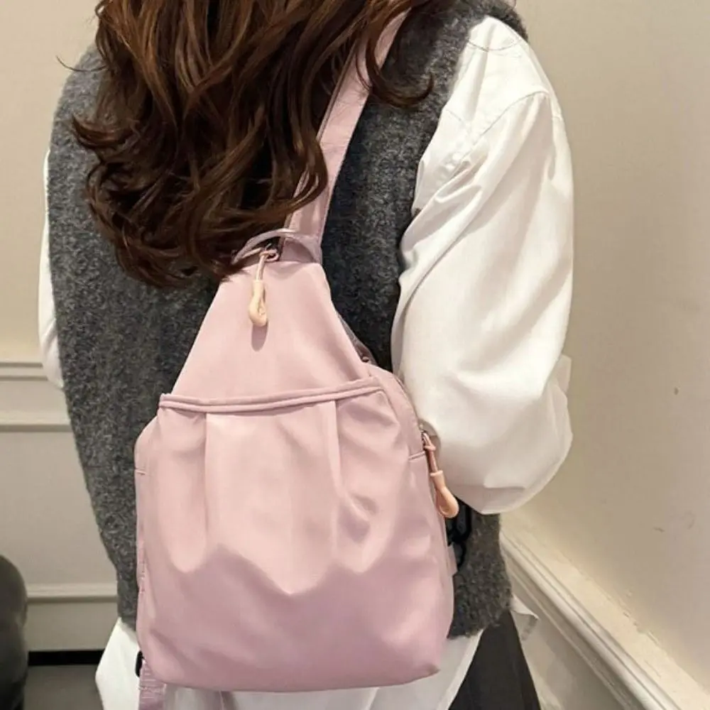 Zaino in tessuto Oxford tinta unita Borsa a tracolla casual leggera di grande capacità con tracolla regolabile in nylon