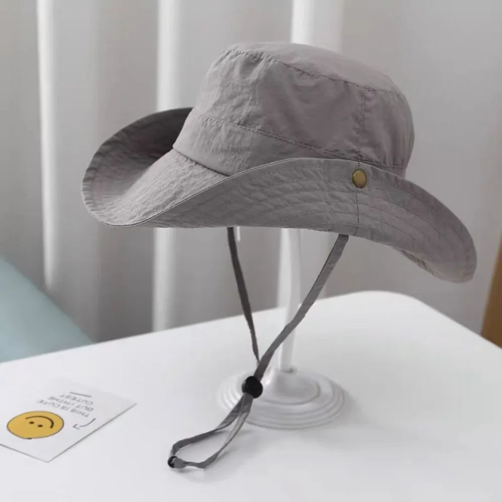 

Drawstring Candy Color Bucket Hat Korean Style Quick-dry Children's Fishmen Hat Casual Anti-UV Kid Summer Sun Hat