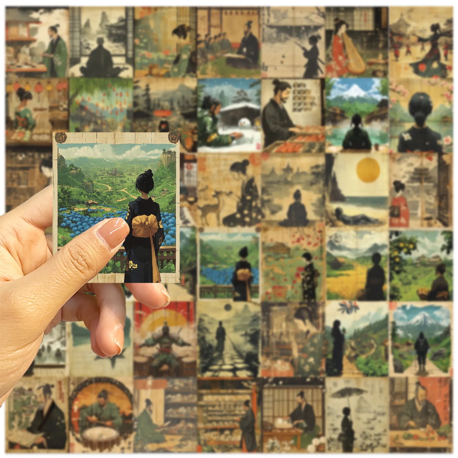 10/50PCS Japan Ukiyo-e Holzschnitt Porträt Kunst Graffiti Aufkleber Holzschnitt Cartoon Aufkleber Laptop Telefon Gitarre Skateboard Kind spielzeug Geschenk