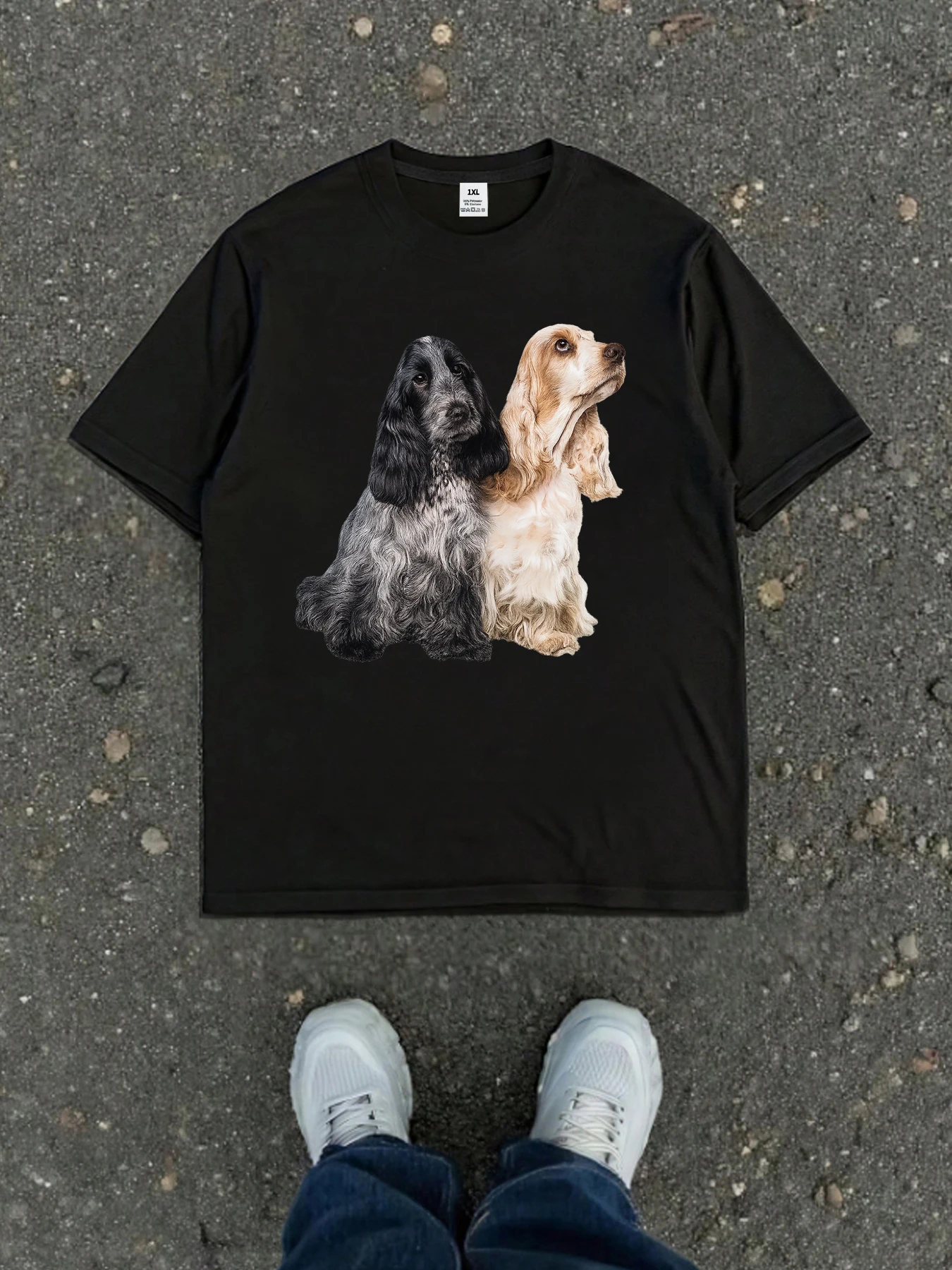 

【WY1319339】Женская футболка с круглым вырезом и принтом собаки, летний повседневный топ с короткими рукавами, уличная мода, женский универсальный топ