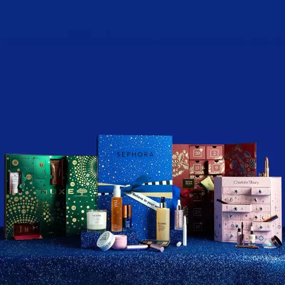 personalizado. personalizado. Design de luxo personalizado embalagem presente vazio natal beleza maquiagem feminina caixa calendário do advento 25 dias